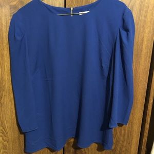Plus size polyester royal blue blouse